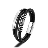 Men's Leather Three-Strand Braided Bracelet