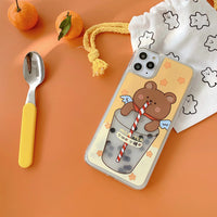 Cartoon mobile phone case with quicksand drink
