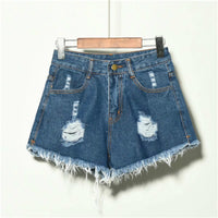 Holed Jeans Shorts Women's Loose And Thin Wide Leg Pants Hot Pants