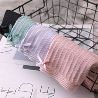 Japanese new girl ribbed underwear mid-waist cotton underwear cotton breathable comfortable sweet lace side briefs