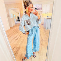 Women's Fashionable Casual All-Match Long-Sleeve Leopard-Print Patchwork Top