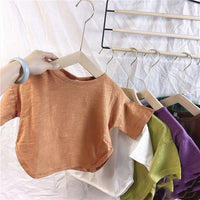 Slub cotton candy color bottoming shirt