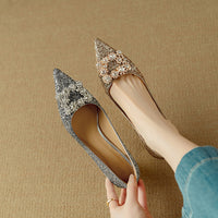 New Chunky-heel Rhinestone Square-strap Pumps