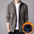 Stand Collar Plush Cardigan Men's Warm Sweater