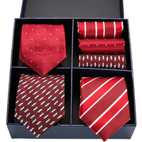 Fashion business striped tie square scarf combo set
