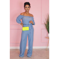 One-shoulder off-the-shoulder strappy jumpsuit