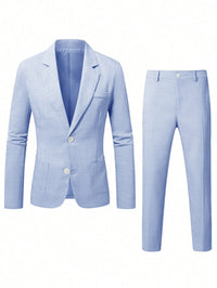 Mens Solid-Colored Business Suit Set