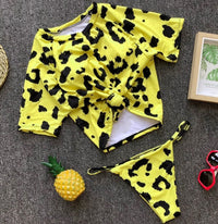 Knotted split swimsuit