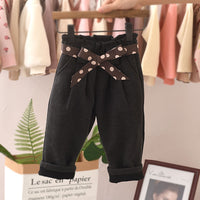 Cotton padded little girl slacks