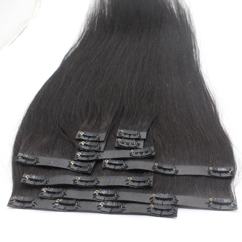 Clip hair clips in human hair extension