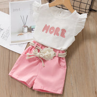 Ruffle top + wide-leg pants children suit
