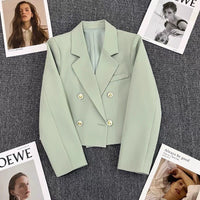 Solid-color  Slimming Short Blazer With Long Sleeves