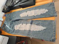 Retro Straight-leg Pants Hollow Texture Niche Design Jeans Y2g Wide Leg Trousers