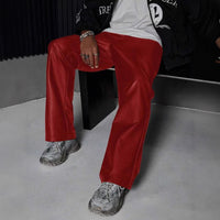 Straight-leg Casual Retro High-street PU Leather Pants From Europe And The US