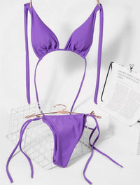 Solid Double Lace-Up Swimsuit Bikini