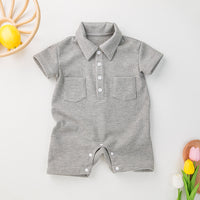 Children's Clothing Short Sleeved Kazakhstan Romper Korean Waffle Triangle Rompers