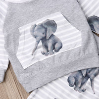 Long-sleeved striped elephant sweater