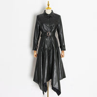 Mid-length slim leather jacket