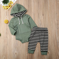 Children's Cotton Sweater Top Striped Pants Suit