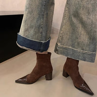 Womens Chunky-heel Skinny High-heeled Boots