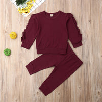 Solid children's lace sleeve toddler suit