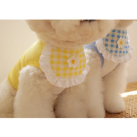 Cute Puppy Dog Plaid Flower Bib Pet Saliva Towel
