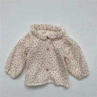 Baby western style comfortable wood ear collar small shirt