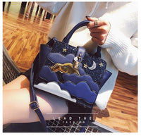 Women Leather Embroidery Handbags Girl Shoulder Bags