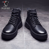 Plover Autumn And Winter Round Head Black Spot Leather Casual