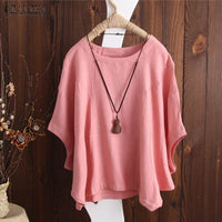 Women's Loose Solid Color Batwing Sleeve Short Sleeve T-shirt