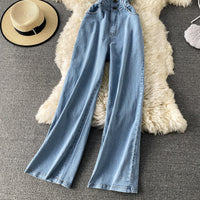 Women's Denim Jumpsuit Straight Leg Wide-leg Pants Trousers