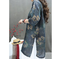 Stand Collar Buckle Loose Western Style Mid-length Shirt Dress