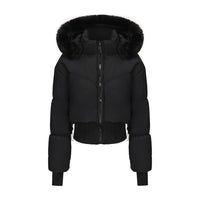 Women's Hooded Large Fur Collar Short Cotton Jacket