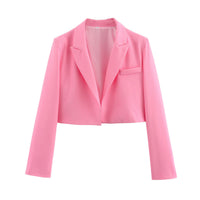 Fall Women's Clothing Lapel Temperament Buckle-free Short Slim Fit Small Business Suit Coat