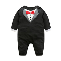 Boys Gentleman Bow Long Sleeve Romper Bodysuit