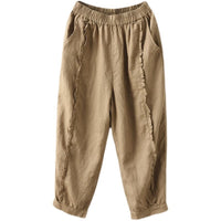 High-waisted Figure-flattering Solid-color Capri Harem Pants