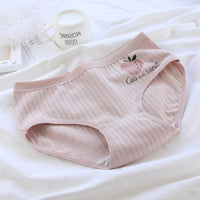 Plaid Strawberry Breathable Cotton Cute Women's Briefs Package Buttock Pure Cotton Crotch Mid-waist Ladies