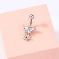 Cross-border hot-selling personality fashion trend micro-inlaid butterfly belly button nails creative zircon piercing belly button accessories women