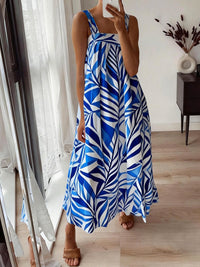 Casual Slip Dress With A Square Neckline And A Standard Digital Print