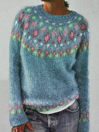 Round Neck Multicolor Loose Fashion Pullover Sweater