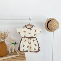 Baby Loose Bear Short Sleeve Top Pants Suit