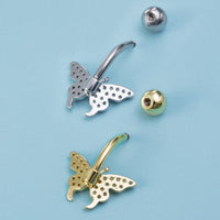 Stainless Steel Navel Ring Butterfly Zircon Body Piercing Ornament