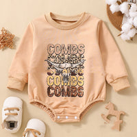 English Letter Cowhead Cotton Long Sleeve Triangle Romper
