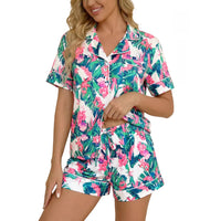 Digital-print Short-sleeve Top And Shorts Two-piece Set