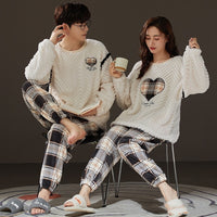 Couple Coral Fleece Thermal Pajamas Women's Long Sleeve Suit