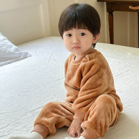 Children's Suit Autumn And Winter Boys And Girls Fleece-lined Thermal Pajamas