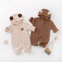 Baby Cartoon Bear Jumpsuit Boys And Girls Waffle