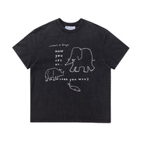 Hand-painted Abstract Elephant Printed T-shirt Men