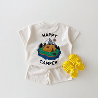Children's Candy Color Cotton Casual T-shirt Short Suit