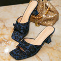 Womens Square-toe, Open-toe Leopard-print Chunky-heel Shoes